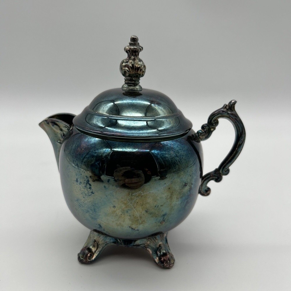 Vintage 3pc Oneida Tea Set TeaPot Sugar And Creamer Silverplate As-is Tarnish