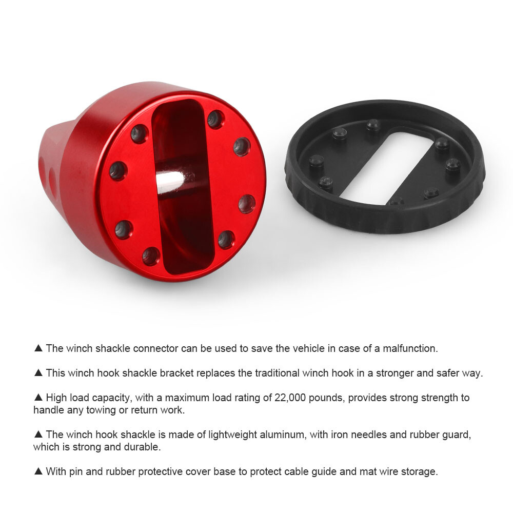 Red Winch Rope Guide Link Connection Hook Mount For ATV UTV SUV Jeep Wrangler