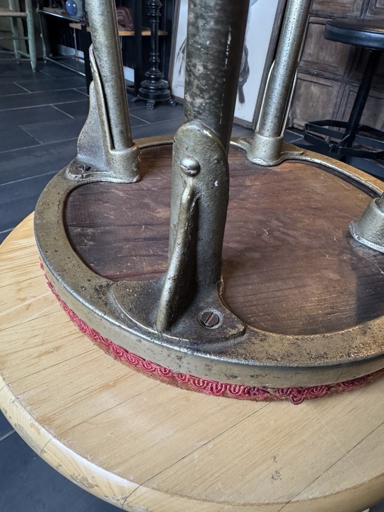 Vintage Art Deco Cast Iron & Chrome Stool 1920s