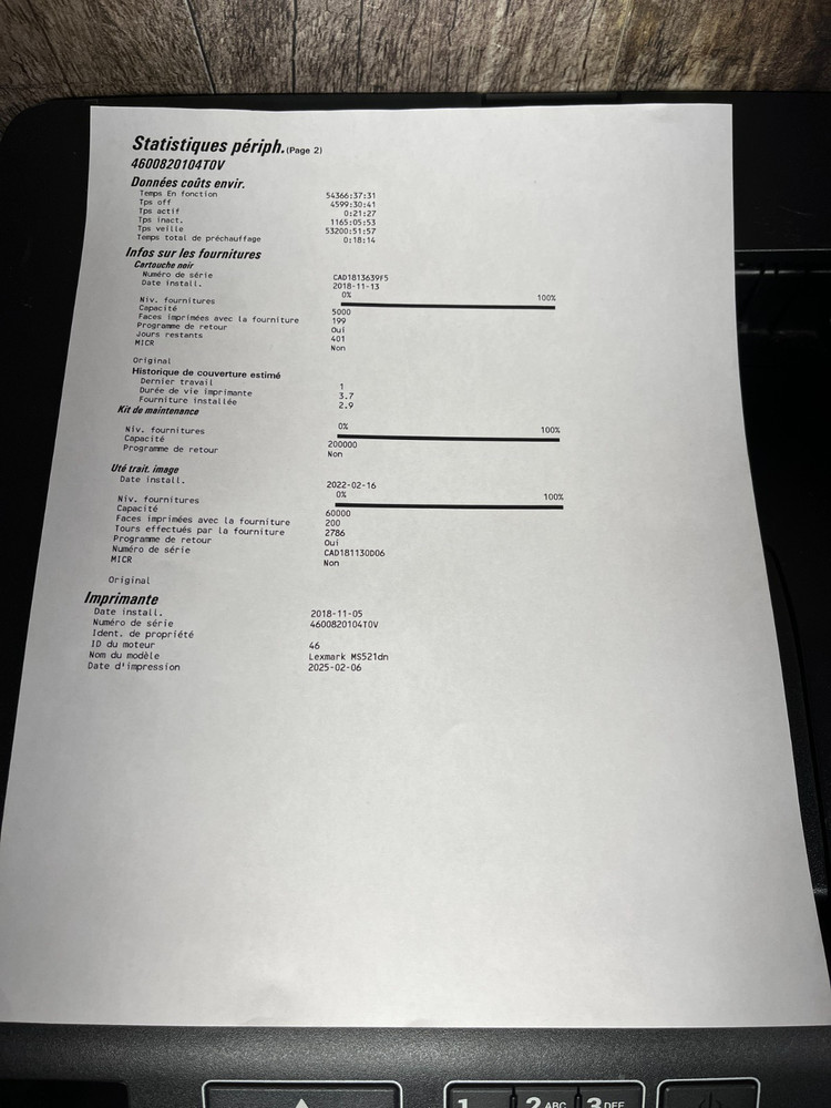 Lexmark MS521 Duplex Monochrome Laser Printer Toner 100%