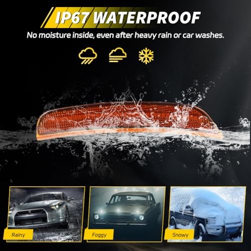 Front Side Marker Light Compatible with Dodge Durango Amber Lens + Amber Light