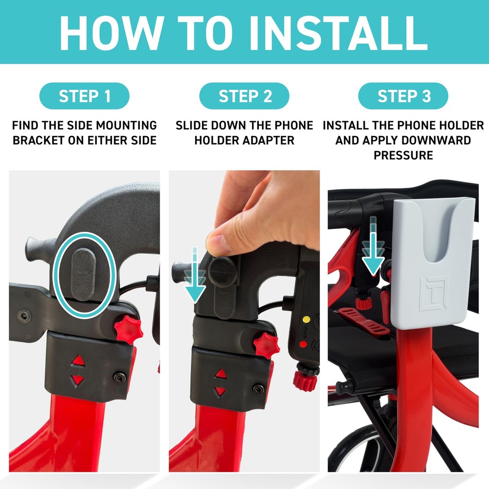 - Silicone Phone Holder Compatible with Drive Nitro Sprint Rollator – Only Fi...