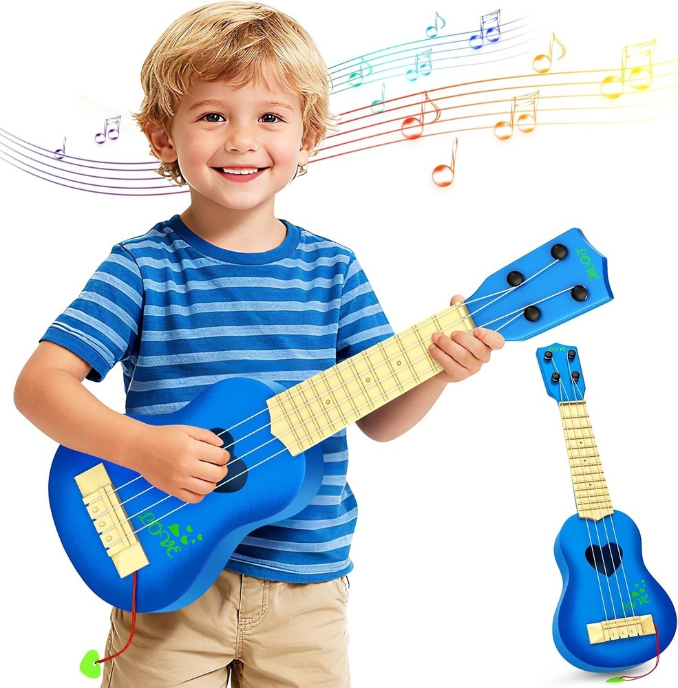 Children's Blue Ukulele - Interactive Learning with 4 Strings & Safe Design