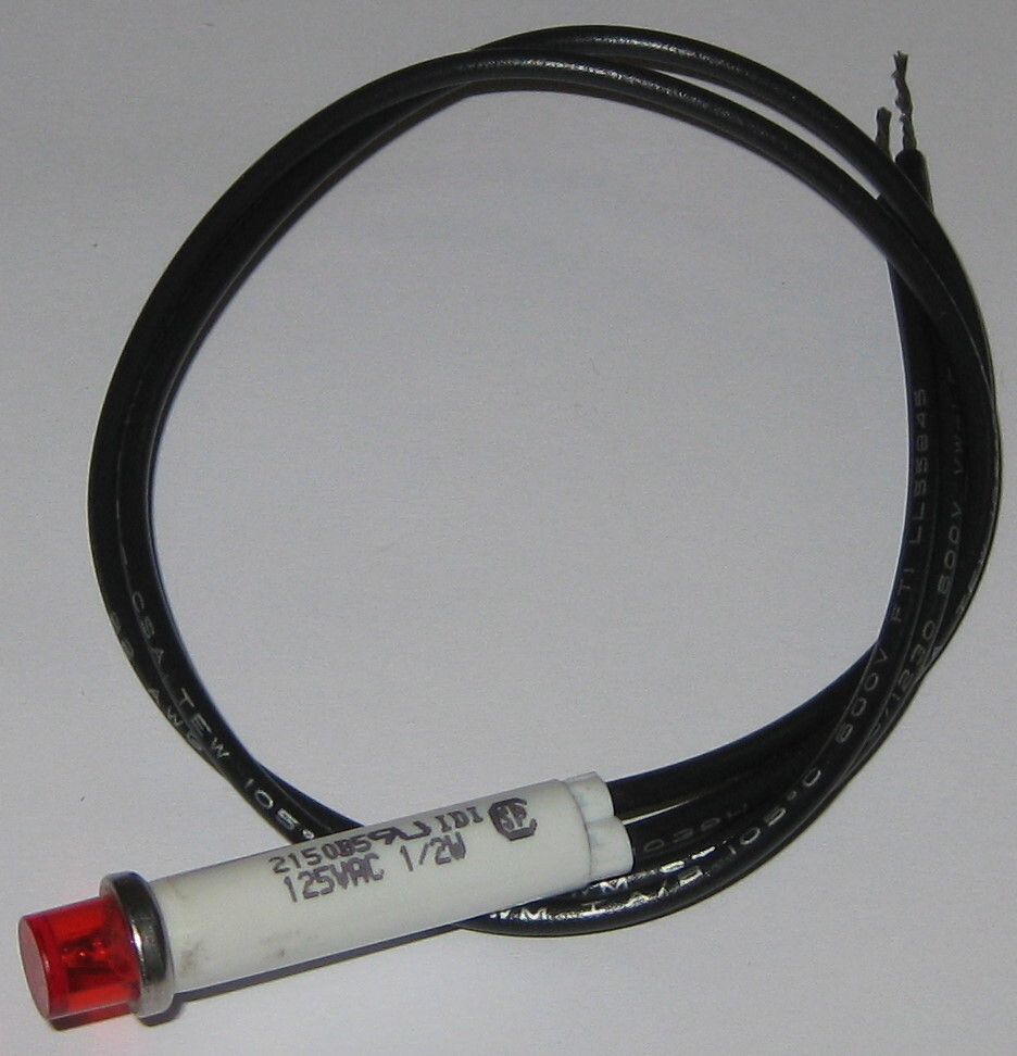 Red Circular Panel Mount Indicator Neon Light - 125V AC - 1/2 Watt - Round Light
