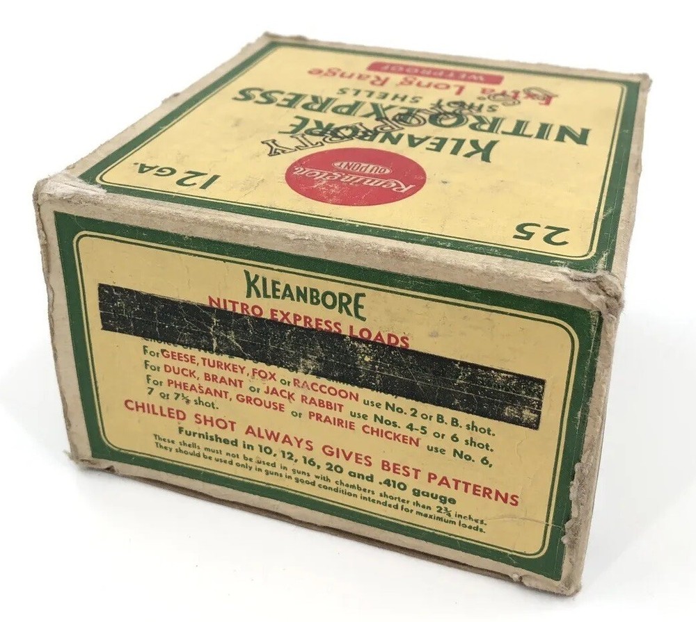 Remington Kleanbore Nitro Express Long Range Shot Shells Wetproof WWII EMPTY BOX