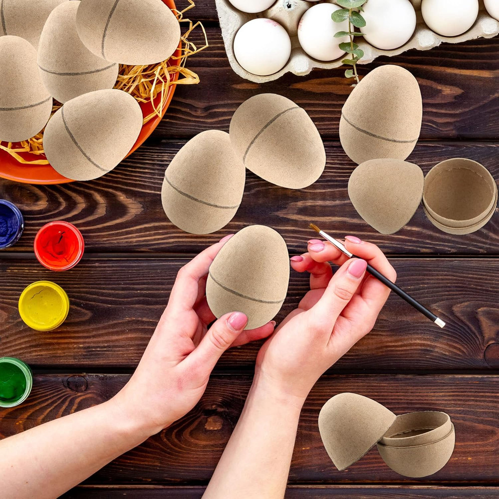 24 Pack Paper Easter Eggs 3.2 Inch Paper Mache Eggs DIY Easter Paper Eggs for...