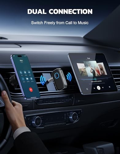 Bluetooth Receiver for Car, Noise Cancelling 3.5mm AUX Bluetooth Car Dark Gray