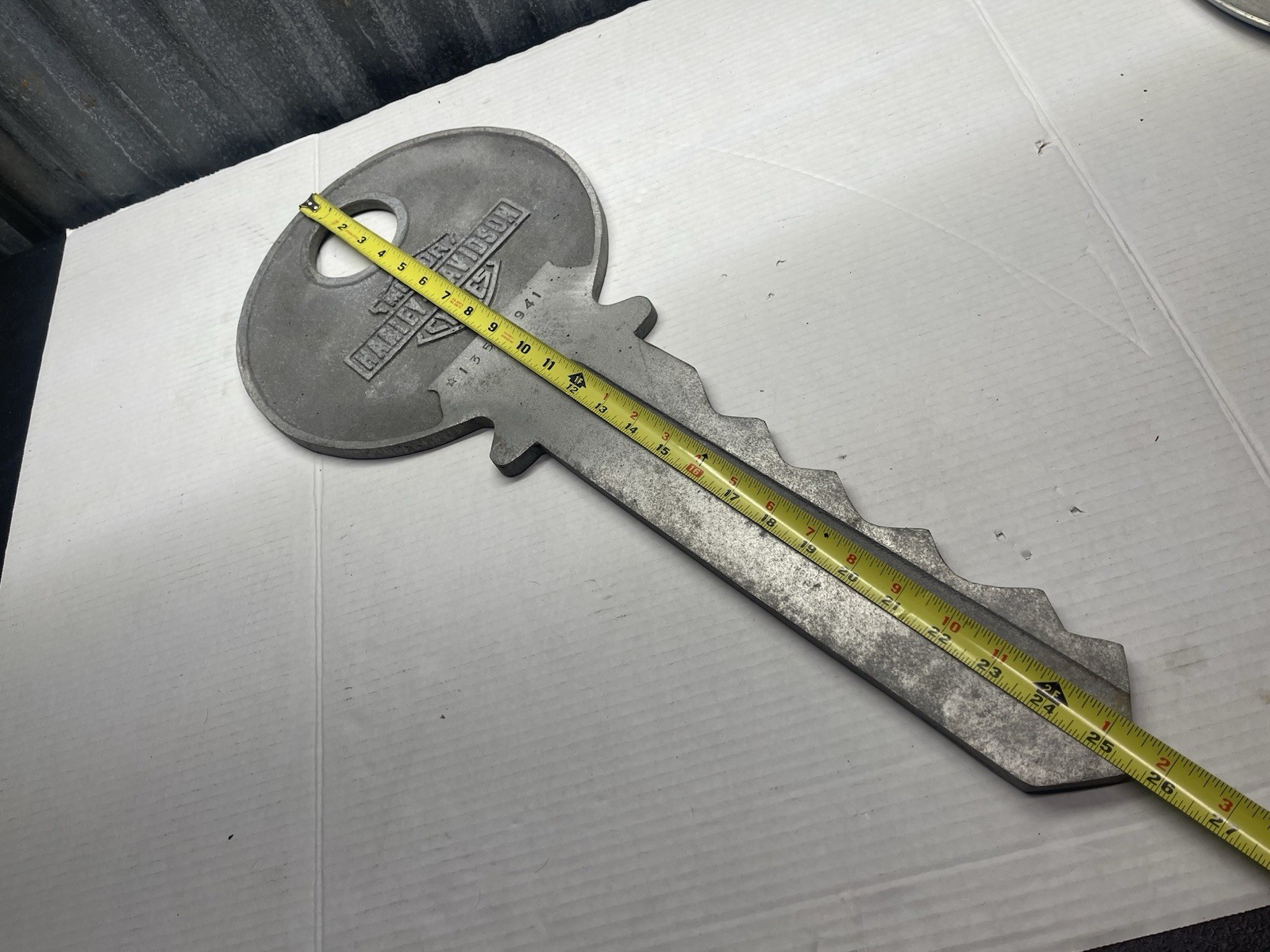 Vintage Cast Aluminum Harley Davidson/ KEIL Key Maker Die Cut Trade Sign 26”