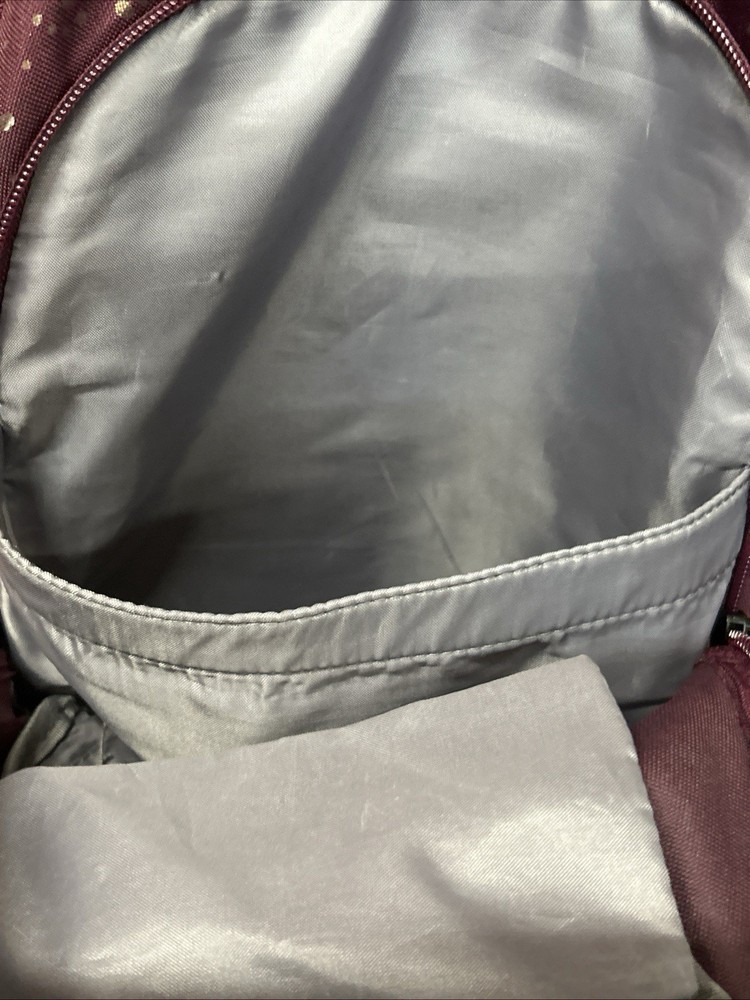 High Sierra Loop Backpack Bookbag Gold Splatter Pattern Maroon Bag