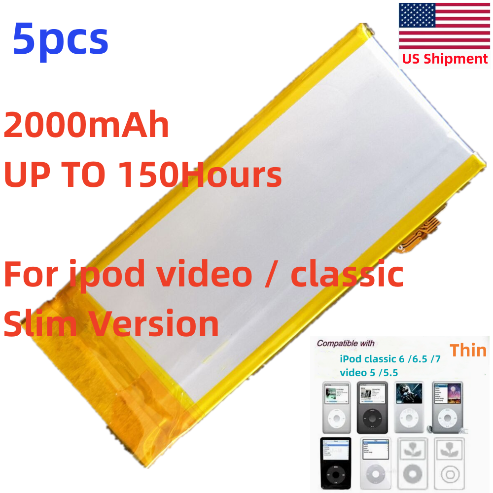 5pcs LG 2000mAh Battery Upgrade replacement for iPod Classic & Video Thin