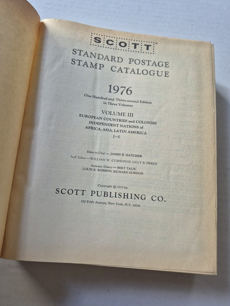 Scott Standard Postage Stamp Catalogue 1976 Volume 3 Only J Thru Z European Ref