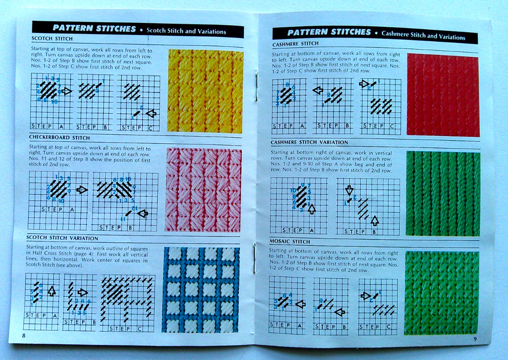 Catalog of Needlepoint Stitches plus 18 stitch practice pattern sheets