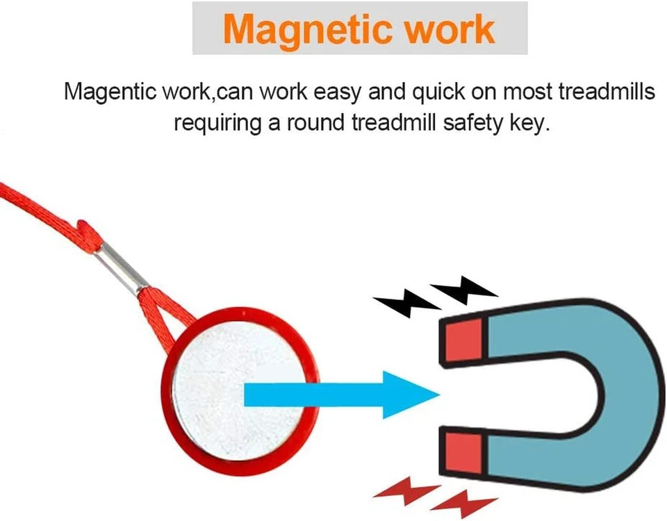 Universal Treadmill Safety Key Magnet Clip Replacement for Most Models 3ft Cord