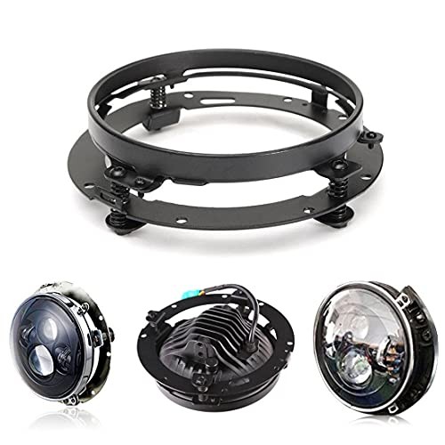 7 Inch Round Headlight Ring Mounting Bracket with LED Headlight 7 inch Black