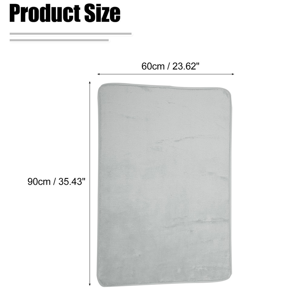 1Pcs Bathroom Rugs Bath Mat Machine Washable Solid Color Pattern Gray 90x60cm