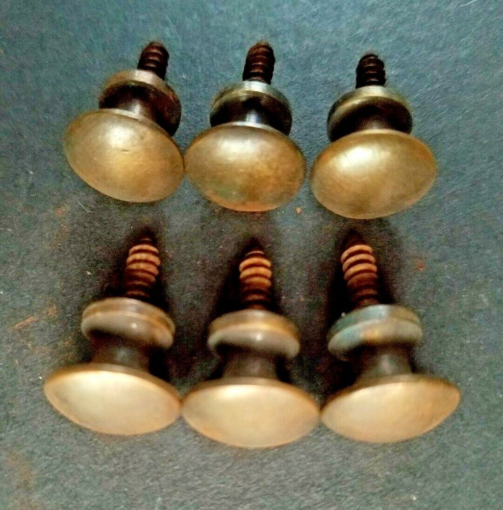 6 Solid Brass VERY SMALL Stacking Barrister Bookcase 7/16" Knobs drawer Pulls #K