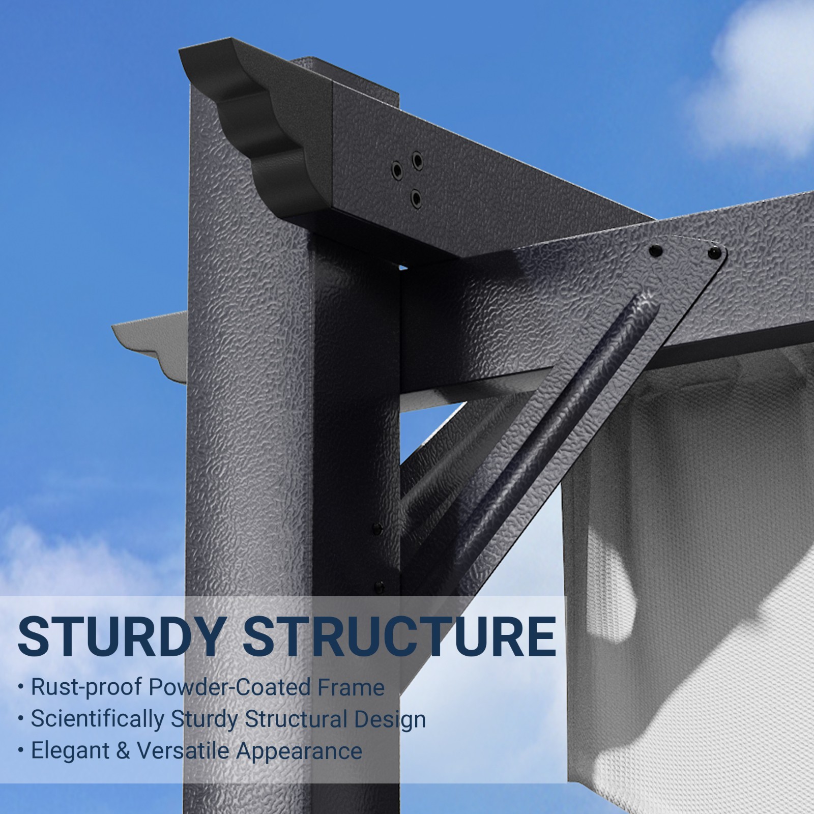 10 x 12 FT Black Outdoor Patio Pergola with Retractable Sun Shade Canopy