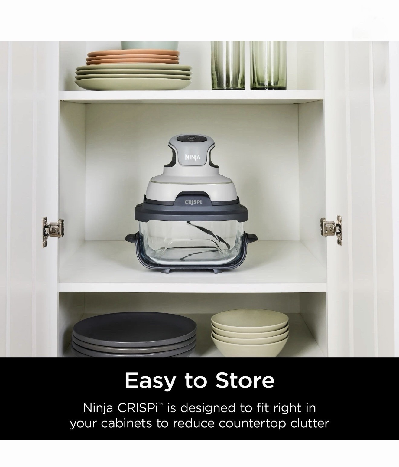 Ninja Crispi 3-in-1 Glass Air Fryer, 4-Qt Glass Container with Lid, White