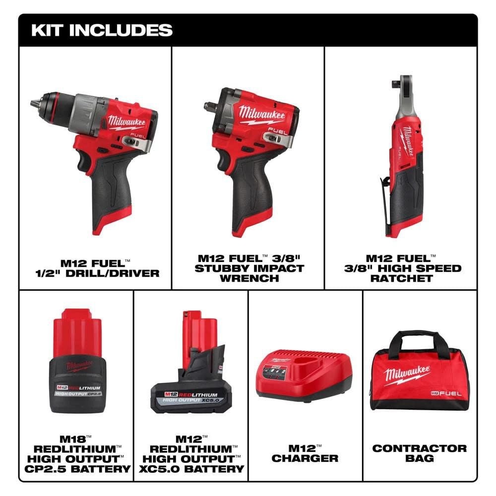 Milwaukee M12 Fuel 3 Tool Combo Kit