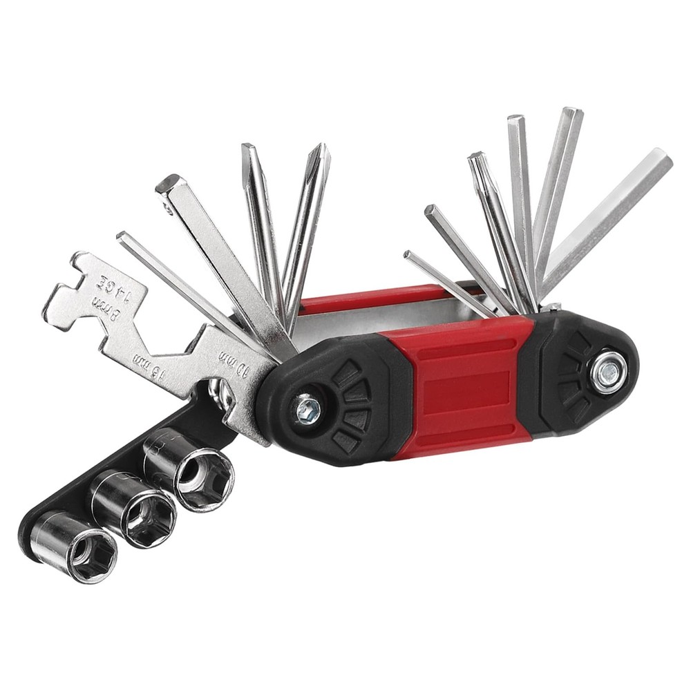 16 In 1 Multi Function Portable Bicycle Repair Multitool Maintenance Red