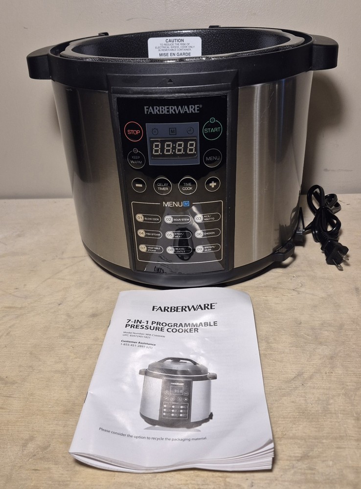 Farberware Electric Pressure Cooker WM-CS6004W Replacement Base ONLY Tested