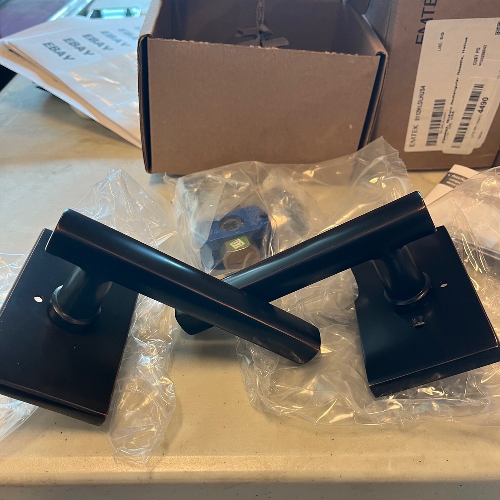 Emtek 5212FRLRHUS10B Rectangular Rosette Privacy Set Oil Rubbed Bronze