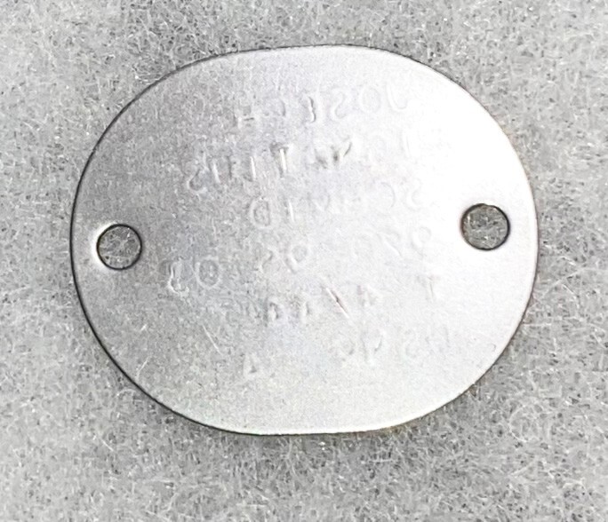 WWII Single USNR Joseph Schmid T-44 Dog Tag
