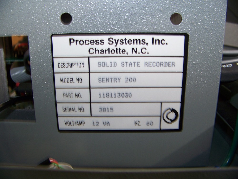 Process Systems Inc. Solid State Recorder 12VA 60Hz Model Sentry 200