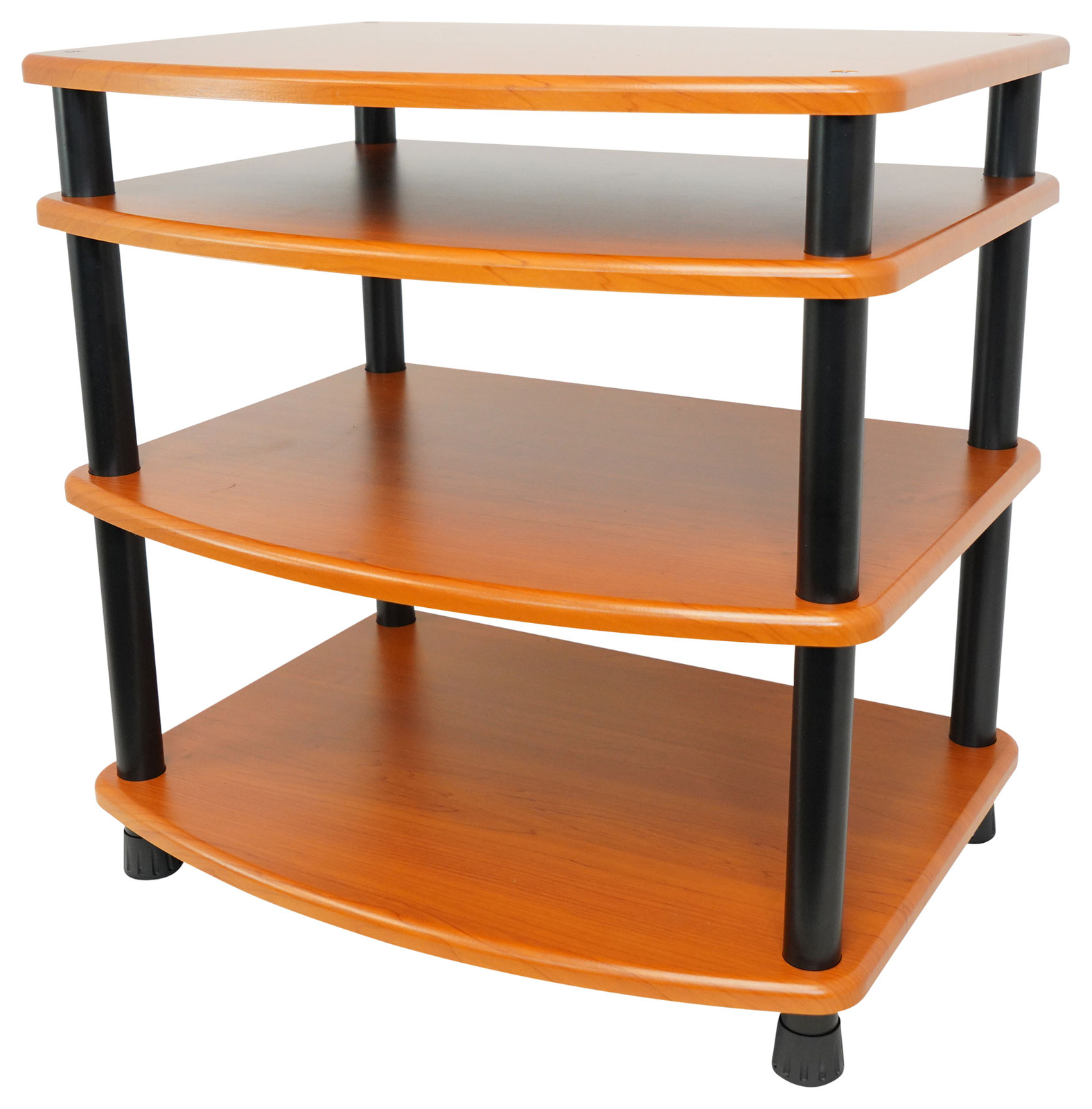 Rockville FLX Classic Wood Adjustable Height 4 Shelf Home Theater A/V Rack Stand