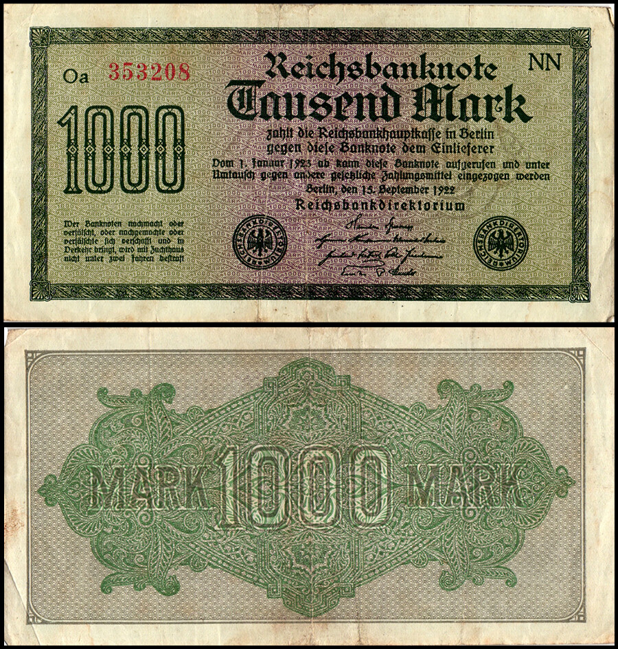 Germany 1000 Mark, 1922, P-76, Used