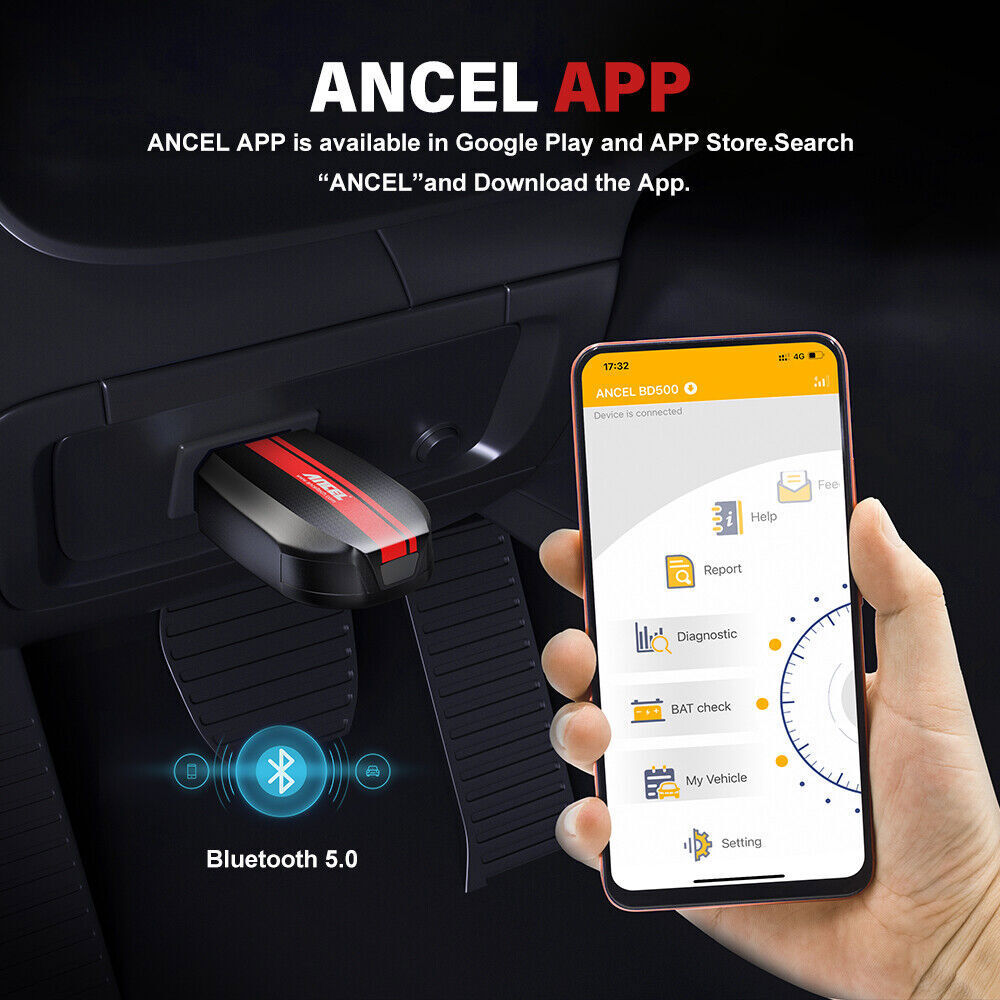 Ancel BD500 OBD2 Scanner Diagnostic Car Code Reader with Battery Check for VW