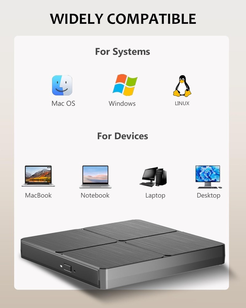 External Blu Ray Drive - Blueray/DVD for PC，USB3.0 & Type C...
