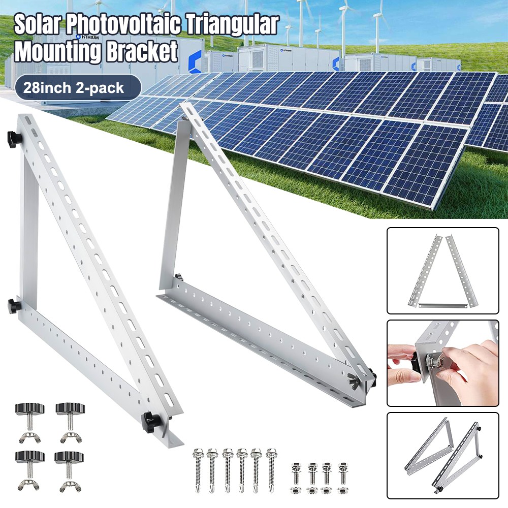 2x 28" Solar Panel RV Tilt Mount Brackets Kit Roof Flat Surface Adjustable Frame