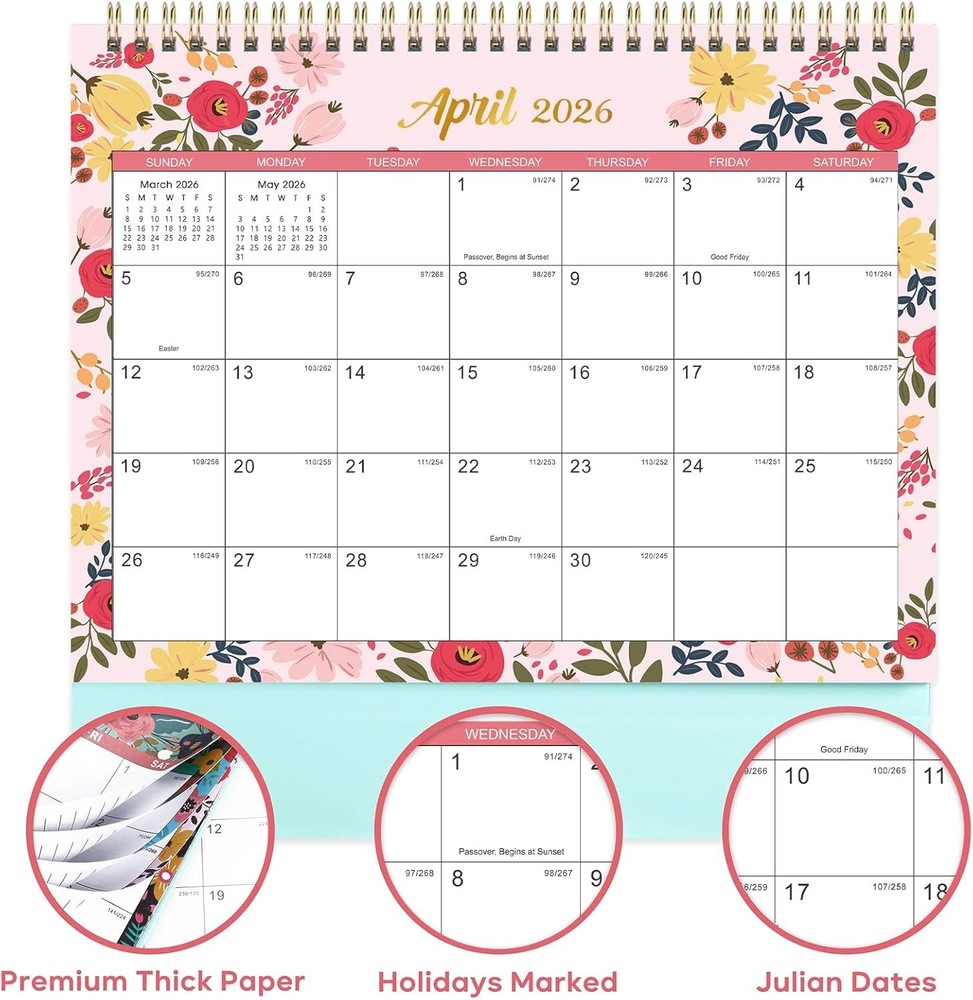 Compact 2026 Monthly Planner - Stylish Floral Design for Efficient Scheduling