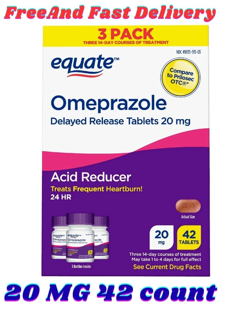 Equate Omeprazole 20mg Delayed Release Acid Reducer Tablets 42 Tablets