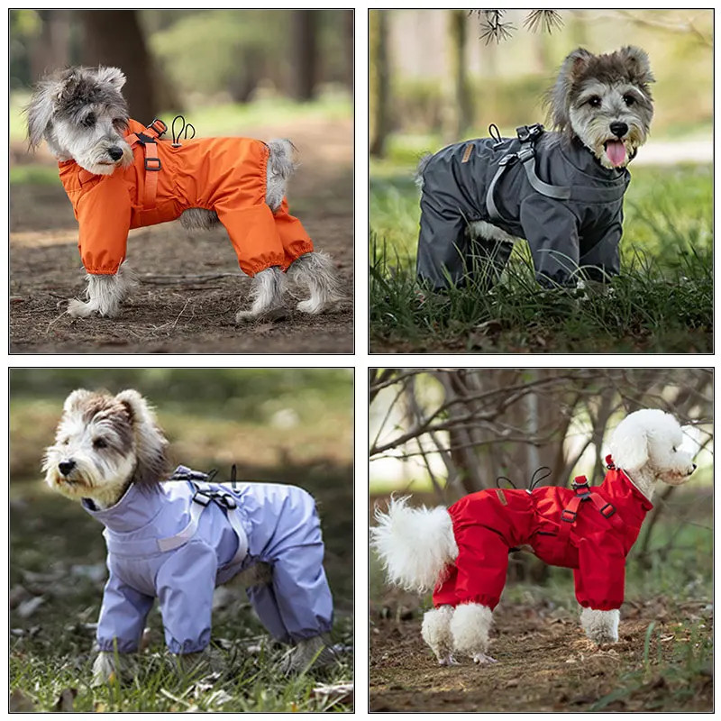 Dog Raincoat Waterproof Jacket Small Dogs Adjustable Reflective Harness