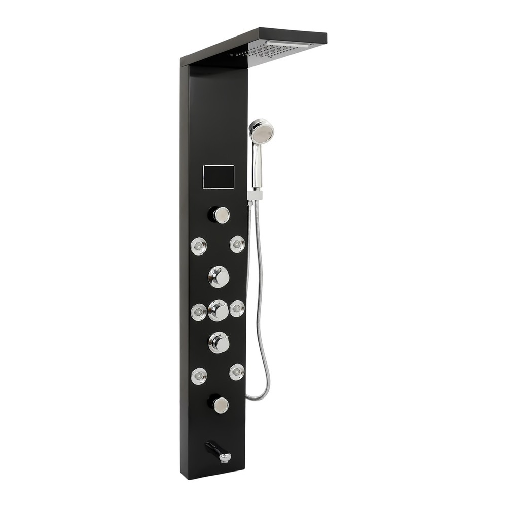 LED 3-Handle Shower Kit Rainfall Shower Panel Tower System Shower Head Waterfall