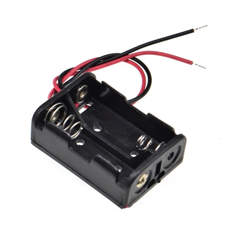 2 Cell 12V 23A Battery Holder Case Storage Open Container Box With Wire Black