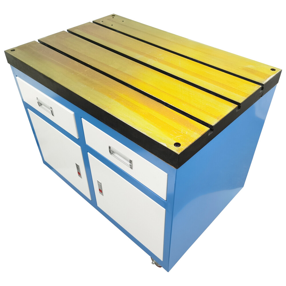 T-Slot Workbench with Fixed Base & Mobile Drawer for Tapping Machine Mounting