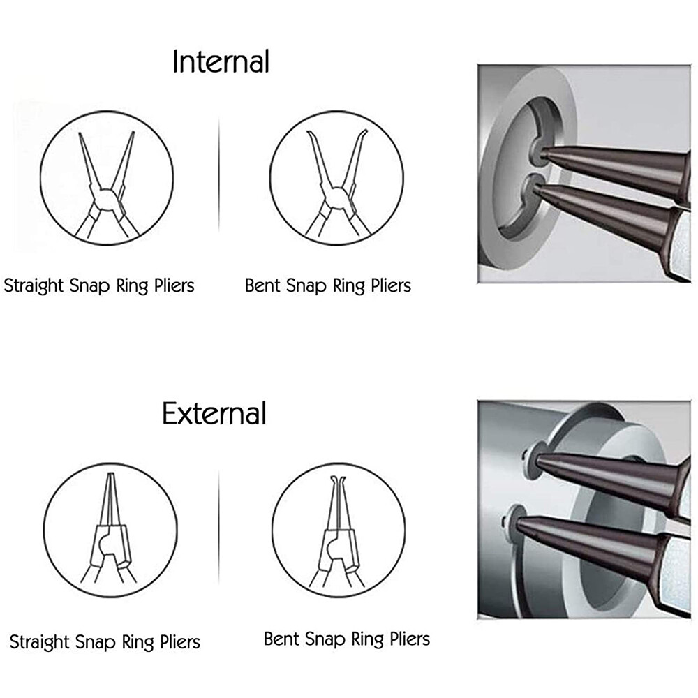 4pcs Portable 7 Internal External Retaining Clips Snap Ring Circlip Pliers Set
