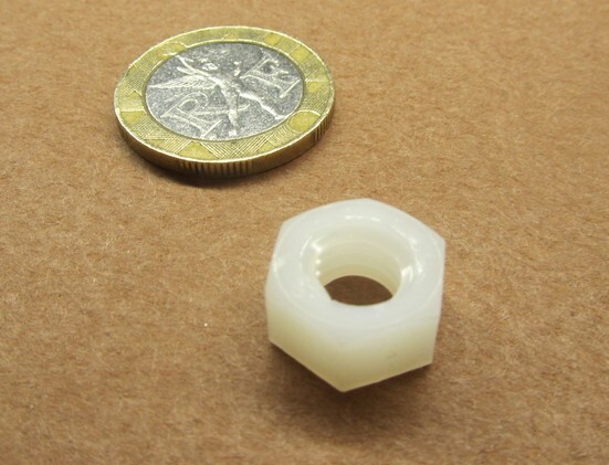 Hex Nut, Natural Nylon Plastic, 5/16"-18 Thread x 17/64 H, 100 Pcs