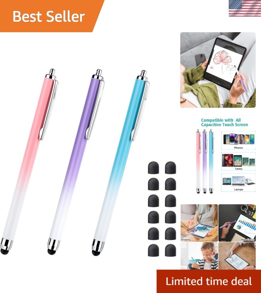 Gradient-Designed 3 Pcs Stylus Set for Efficient Touchscreen Use - Universal Fit