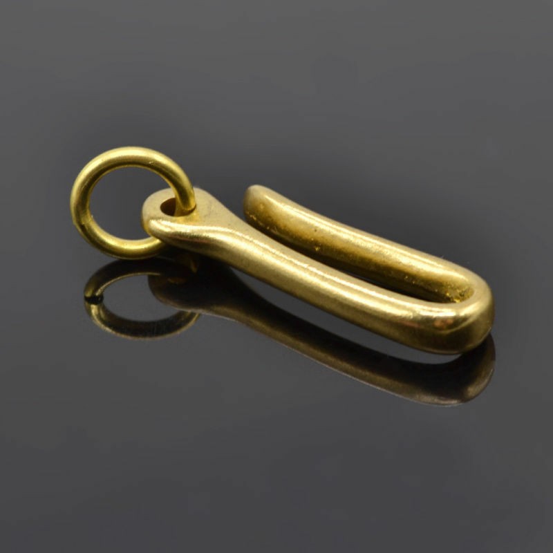 2 Size Retro Solid Brass KeyChain Key Ring Belt U Hook Wallet Chain Fish Hook E