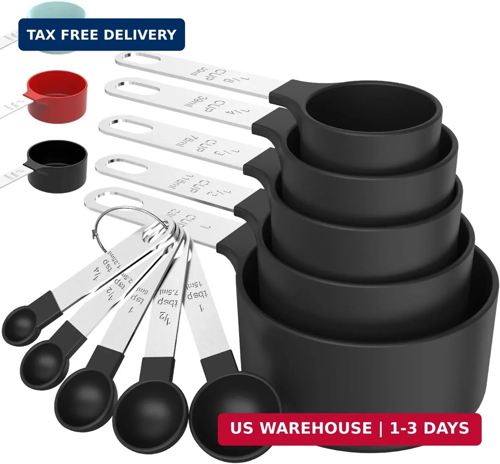 Stackable Measuring Cups Spoons Set Nesting Stainless Steel Kitchen
