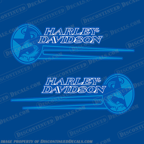 Fits Harley-Davidson 1992 - 1993 Softail Decals (Set of 2) White / Blue