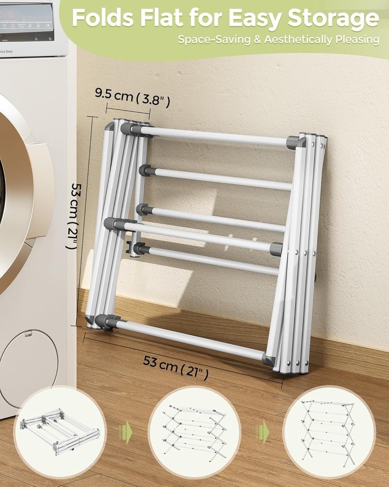 Compact 3-Tier Drying Rack - Adjustable & Lightweight for Indoor/Outdoor Use