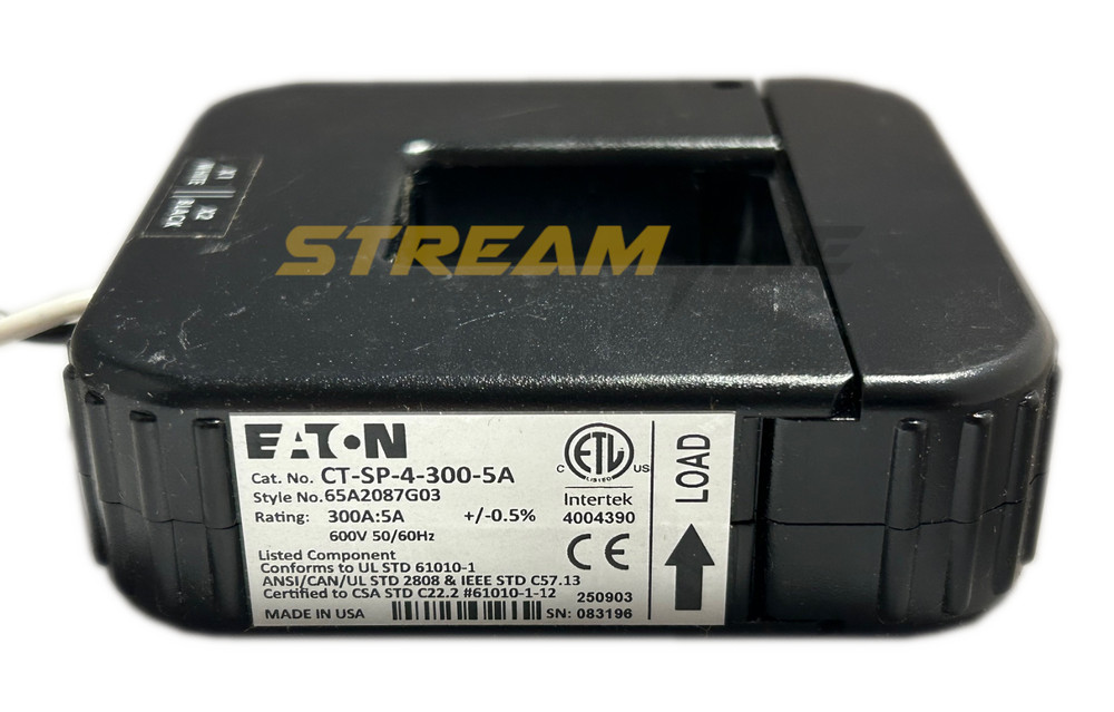 Eaton CT-SP-4-300-5A Split Core Current Sensor, 2-Wire, 600V, 0.50% Accuracy, 5A