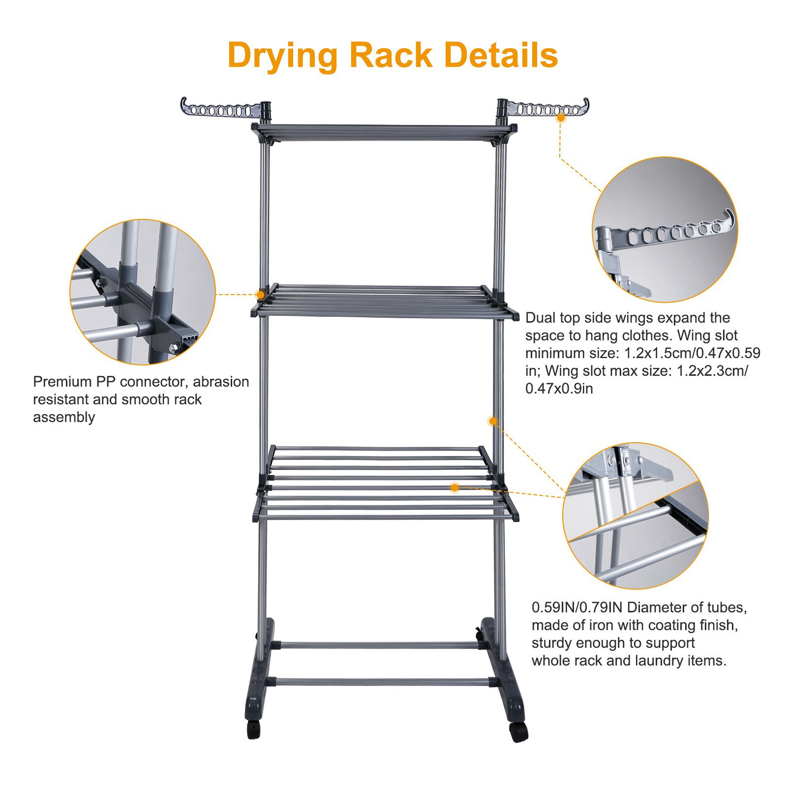 67in Laundry Clothes Storage Drying Rack Portable Folding Dryer Hanger HeavyDuty