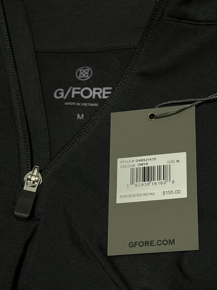G/Fore Size Medium G4 Golf Black Onyx 1/4 Quarter Zip Pullover Luxe Staple Layer