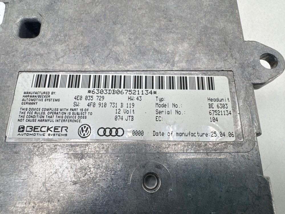 Multimedia Interface Control Box GPS Module 4E0035729 OEM AUDI A6 06-11